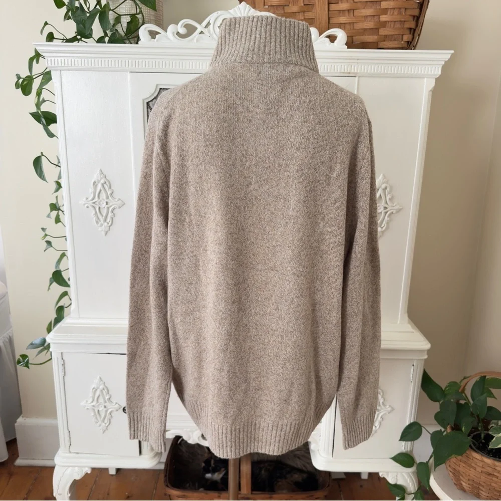 NWT Men’s J. Crew Tan Merino Wool Blend  1/4 Zip Pullover Sweater Jumper
